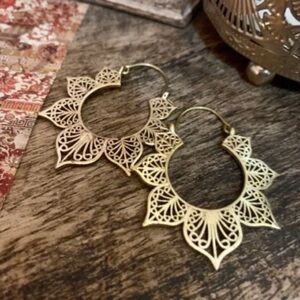 Bohemian Brass Golden Filigree Earrings